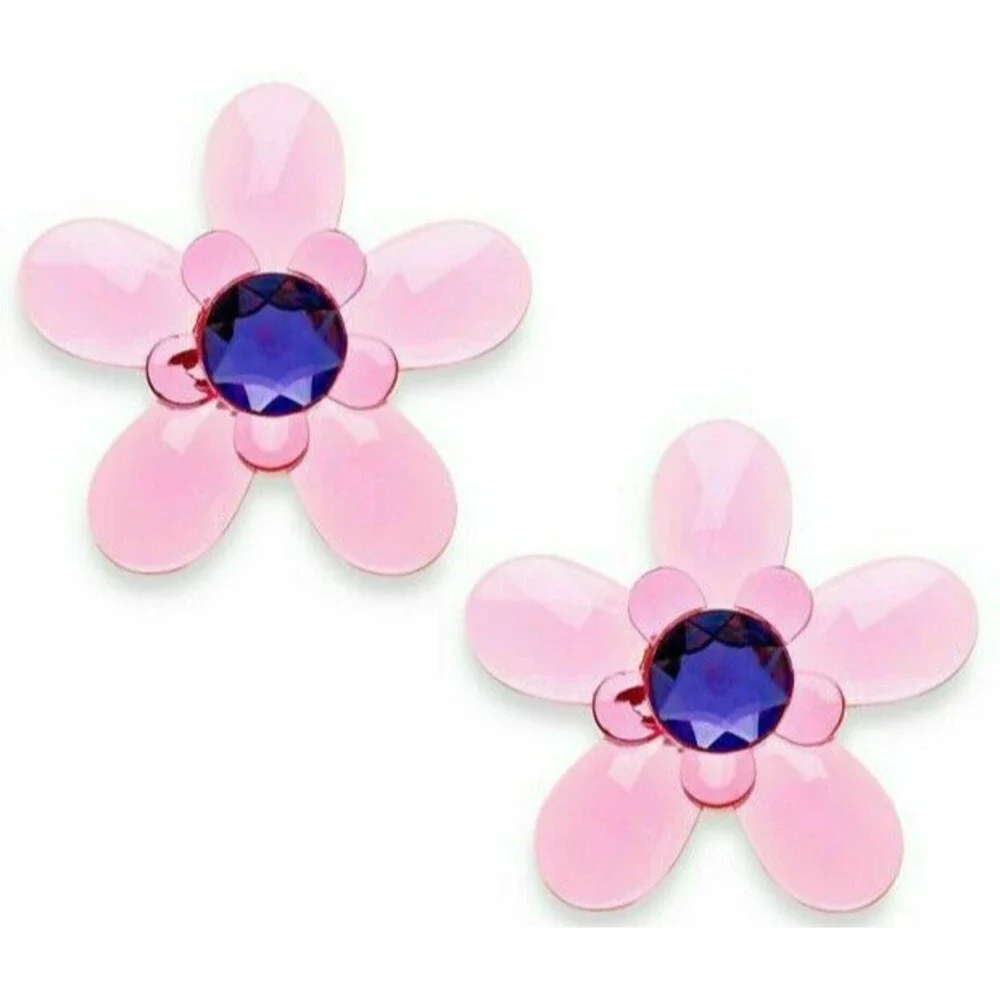 Cambria My Room Flower Finials in Pink Acrylic and Brushed Nickel Girls Set of 2